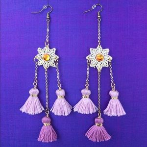 Handmade tassel earrings with vintage lace